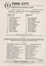 York City v Barnsley 24-Aug-1976