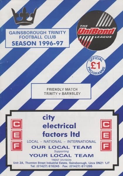 Gainsborough Trinity v Barnsley 30-Jul-1996