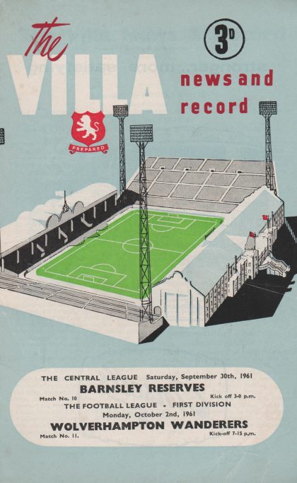 Aston Villa v Barnsley Reserves  30-Sep-1961