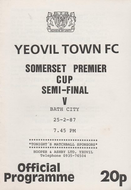 Yeovil Town v Bath City 25-Feb-1987