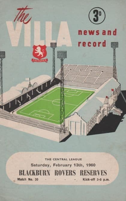 Aston Villa Reserves v Blackburn Rovers Reserves  13-Feb-1960