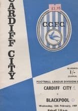 Cardiff City v Blackpool  12-Feb-1969