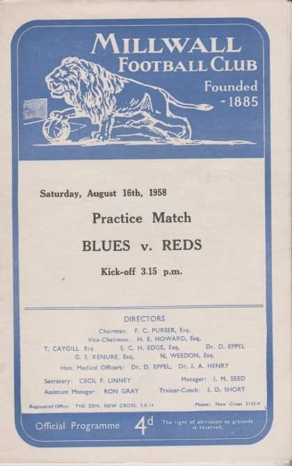 Blues v Reds   16-Aug-1958