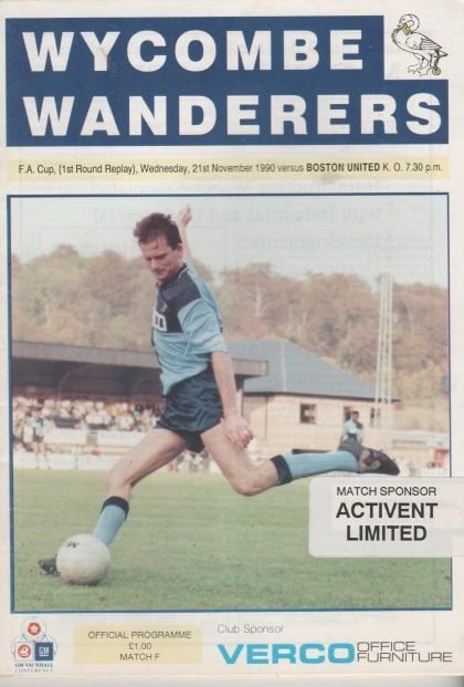 Wycombe Wanderers v Boston United 21-Nov-1990