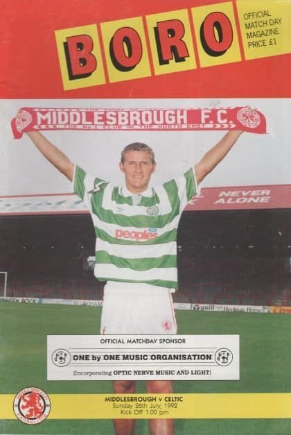 Middlesbrough v Glasgow Celtic  26-Jul-1992