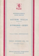 Aston Villa v Dynamo Kiev 13-Nov-1961