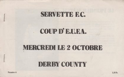 Servette Geneva v Derby County  02-Oct-1974