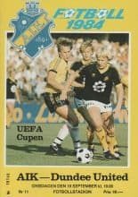 AIK Gothenburg v Dundee United 19-Sep-1984