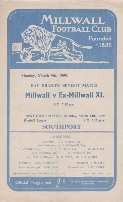 Millwall v Ex Millwall 09-Mar-1959