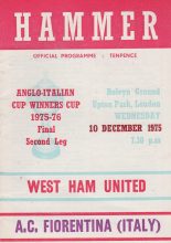 West Ham United v Fiorentina   10-Dec-1975
