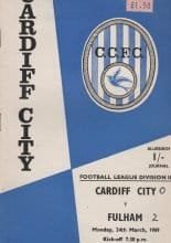 Cardiff City v Fulham  24-Mar-1969