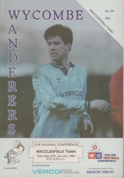 Wycombe Wanderers v Macclesfield Town  27-Jan-1990