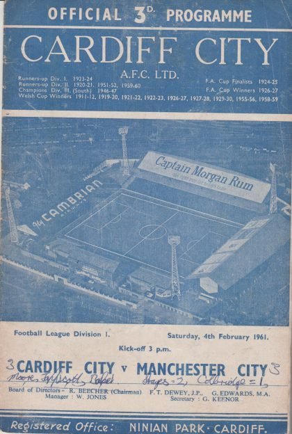 Cardiff City v Manchester City 04-Feb-1961