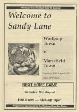 Worksop Town v Mansfield Town 10-Aug-1992