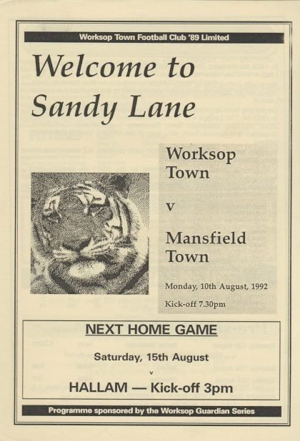 Worksop Town v Mansfield Town 10-Aug-1992
