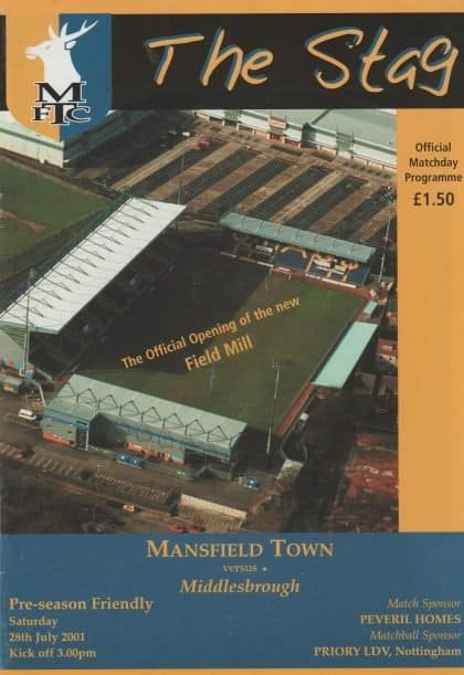Mansfield Town v Middlesbrough 28-Jul-2001