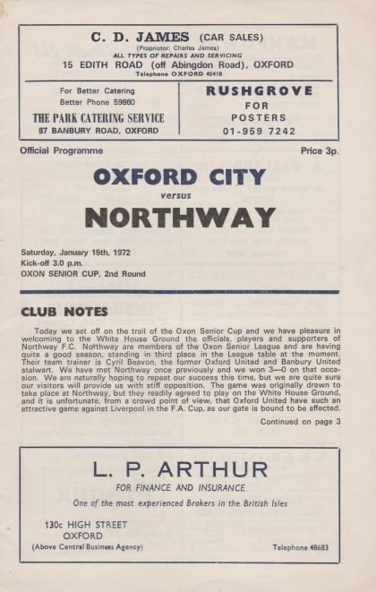 Oxford City v Northway 15-Jan-1972