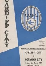 Cardiff City v Norwich City 07-Mar-1969
