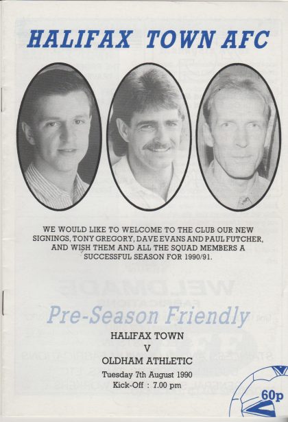 Halifax Town v Oldham Athletic  07-Aug-1990