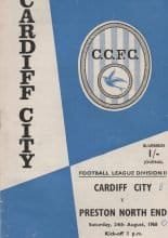 Cardiff City v Preston North End  24-Aug-1968