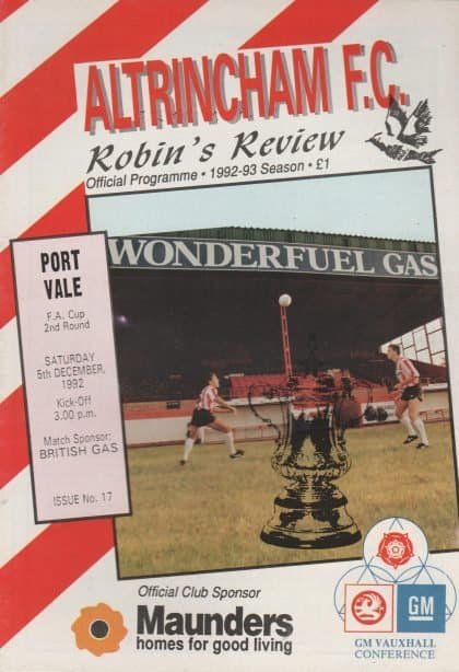 Altrincham v Port Vale   05-Dec-1992