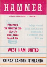 West Ham United v Reipas Lahden 01-Oct-1975
