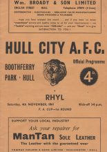 Hull City v Rhyl   04-Nov-1961