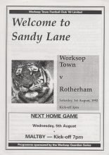 Worksop Town v Rotherham United  01-Aug-1992