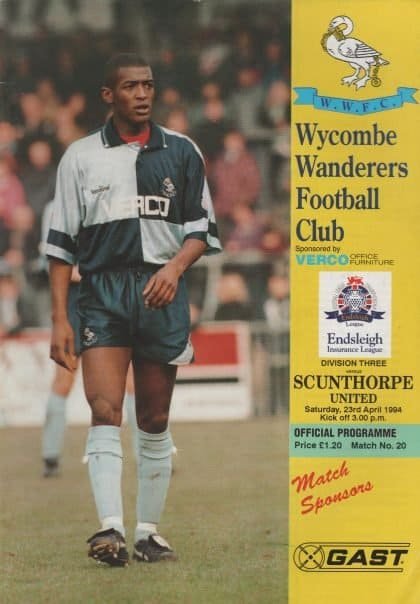 Wycombe Wanderers v Scunthorpe United 23-Apr-1994