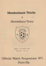 Meadowbank Thistle v Shrewsbury Town  01-Aug-1983