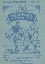 Millwall v Sportklub Simmering  07-Feb-1955