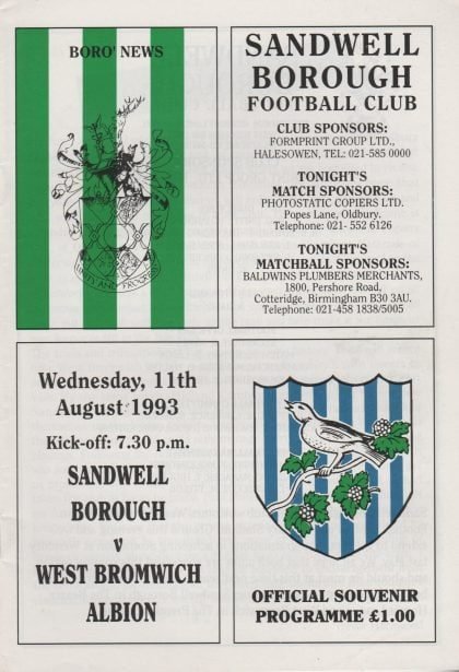 Sandwell Borough v West Bromwich Albion   11-Aug-1993