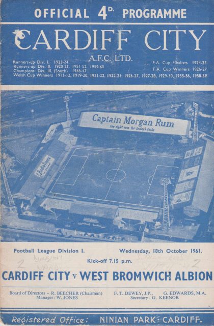 Cardiff City v West Bromwich Albion  18-Oct-1961