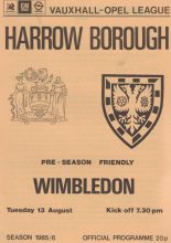 Harrow Borough v Wimbledon 13-Aug-1985