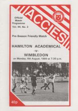 Hamilton Academicals v Wimbledon  06-Aug-1990