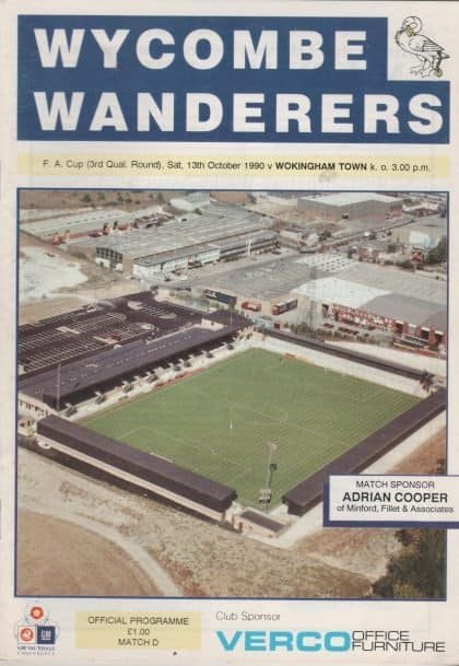 Wycombe Wanderers v Wokingham Town 13-Oct-1990