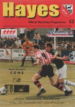 Hayes & Yeading United v Wycombe Wanderers 16-Nov-2001