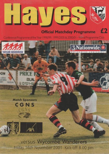 Hayes & Yeading United v Wycombe Wanderers 16-Nov-2001