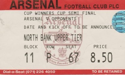 Arsenal v Paris St Germain 12-Apr-1994