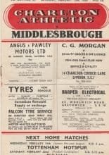 Charlton Athletic v Middlesbrough  15-Feb-1958