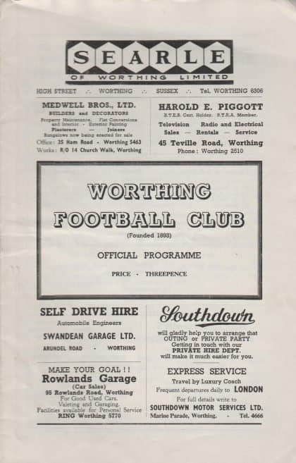 Worthing v Eastbourne Town  15-Oct-1960