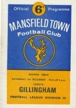 Mansfield Town v Gillingham   03-Dec-1966