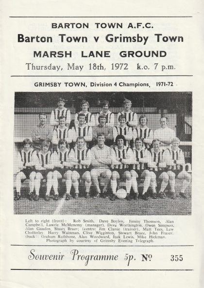 Barton Town v Grimsby Town  18-May-1972