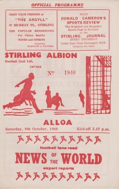 Stirling Albion v Alloa Athletic 08-Oct-1960