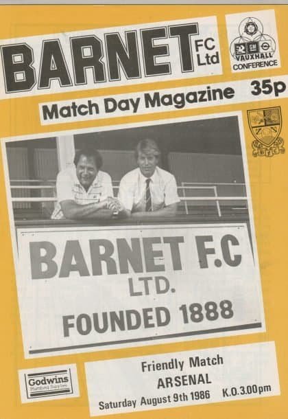 Barnet v Arsenal 09-Aug-1986