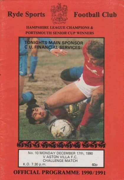 Ryde Sports v Aston Villa 17-Dec-1990