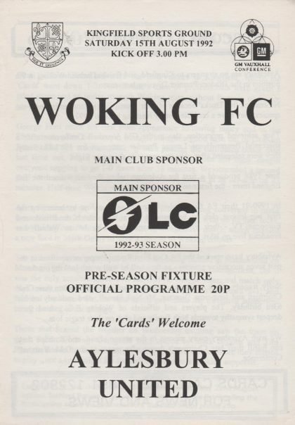 Woking v Aylesbury United 15-Aug-1992