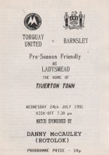 Torquay United v Barnsley  24-Jul-1991