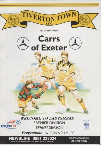 Tiverton Town v Barnsley  25-Jul-1996