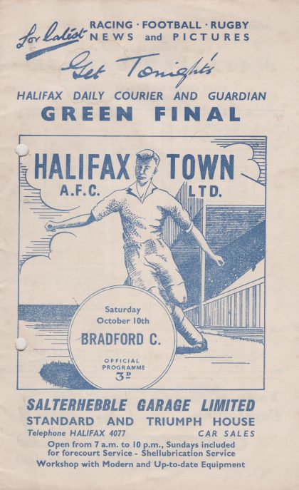 Halifax Town v Bradford City 10-Oct-1959
